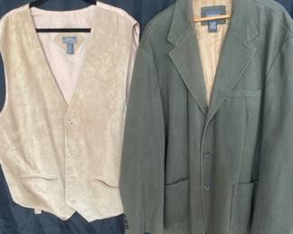 Great NW 100 Genuine Leather Vest Khaki Green Sport Coat Sizes XXL