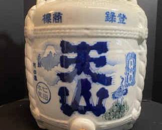 Vintage 1920s Japanese Ceramic Sake Daru Barrel