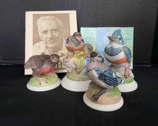 Collection of Four Vintage 1970s Boehm Porcelain Bird Figurines