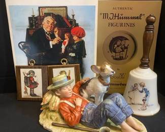 Norman Rockwell Figurine Bell Book With MJ Hummel Plaques
