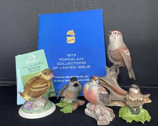 Collection of Five Rare 1970s Boehm Porcelain Birds