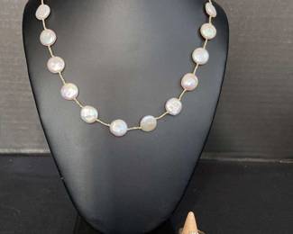 14k Clasp Pearl Necklace With 3 Stamped 925 Rings