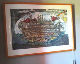 Hand colored Noah's Ark by Arthur Geisert.