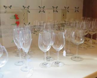 Lots of crystal stemware.