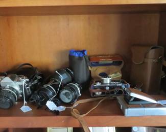 Great collection of vintage cameras.