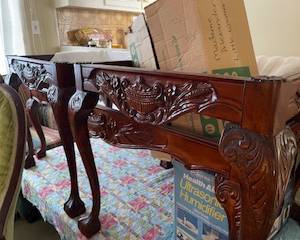 two sets of end tables and coffee table