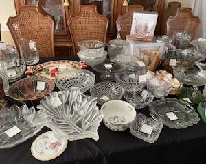 various crystal- anchor hocking, Jeanette company, federal glass, mikasa, early american pattern glass, Shannon and others