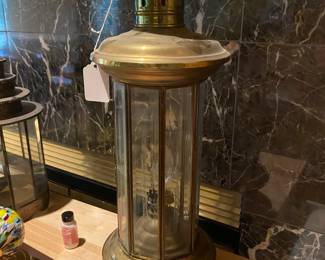 Vintage Brass Light w/ Etched Panels