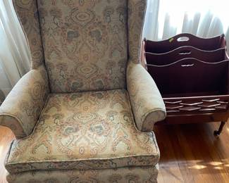 Wingback chair and nice magazine stand