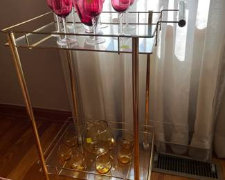 small brass and glass cart