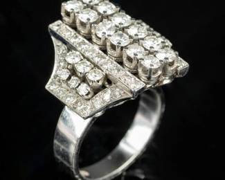 Lot 156 Jewelry 18kt White Gold Diamond Cocktail Ring