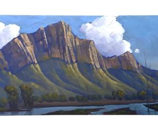 Oil on canvas Mesa & River Landscape