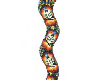 Mexico Folk Art Beaded Huichol Snake Figure
