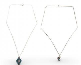 (2) Native American Silver Sterling Turquoise