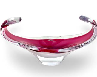 Mid Century Magenta Art Glass Dish