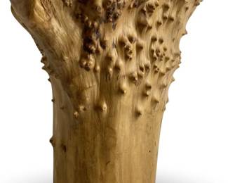Signed CON Hand Turned Burl Wood Vase
