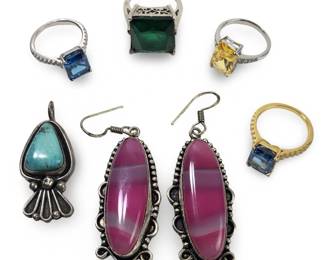 (7pc) Assorted Sterling Silver Rings Earrings