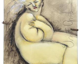 Signed Cuban Nude Abstract Mixed Media