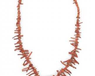 Vintage Red Salmon Coral Branch Necklace