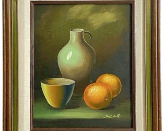 Pair Of Signed Scott Oil on Board Still Life