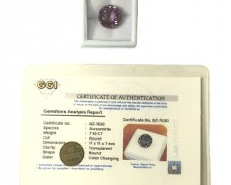 7.1CT Round Loose Color Change Alexandrite