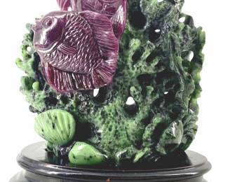 Ruby in Zoisite Ocean Scene with Stand