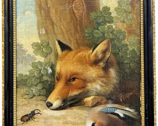 Original 1783 Signed Franz Stöber Fox Oil on Panel