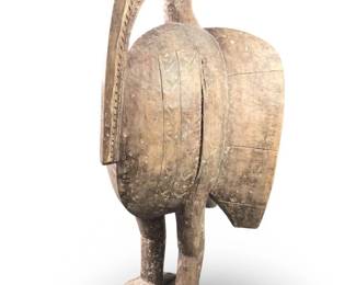 Tall Antique Africa Carved Wood Senofu Hornbill