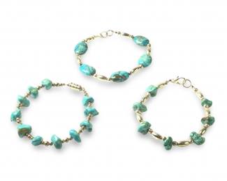 (3) Native American Silver Turquoise Bracelets