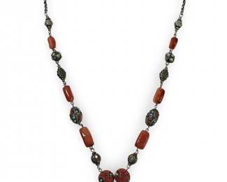 Chunky Tibetan Multi Bead Heart Pendant Necklace