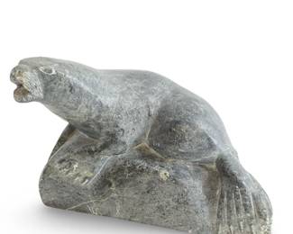 Signed Canadian Inuit Soapstone Carved Seal