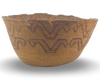 Old Apache Native American Coiled Basket Handmade