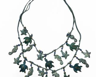Vintage Dual Strand Sea Life Fetish Necklace