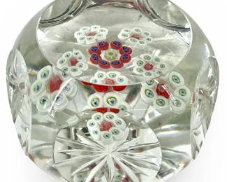 Italian Murano Millefiori Crystal Paperweight