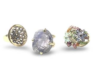 (3) Fabulous Sterling Silver Gemstone Rings