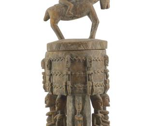 African Tribal Ritual Carved Wooden Dogon Bowl