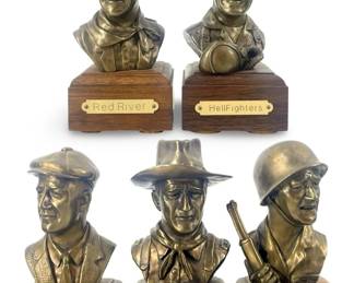 5pc John Wayne Cold Cast Bronze Bust Statues
