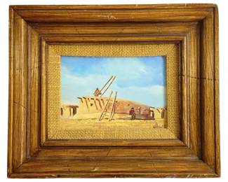 Signed Acrylic on Board âThe Kiva" Pueblo