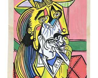 Signed Attributed Picasso Acrylic on Paper