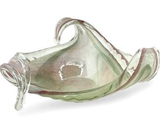 Murano Green and Pink Art Glass Dish
