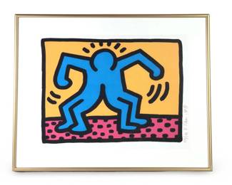 Signed Keith Haring Double Man Pop Shop Serigraph
