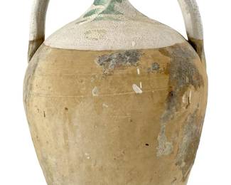 Old Glazed Ceramic Amphora Stoneware Vase