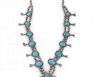 Native American Silver Turquoise Squash Blossom