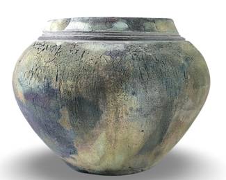 Signed Dennis Ott Raku Pottery Vase