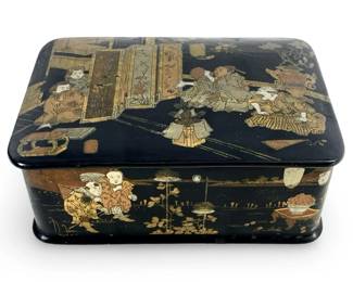 Japanese Black Lacquer Dresser Box