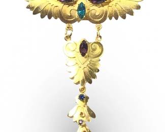 Gold Tone Lunch At The Ritz Scarab Brooch