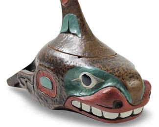 Handcrafted Pearlite Haida Orca Whale Box