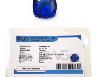 Approximately 93cts Loose Cushion Tanzanite
