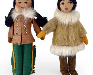 2pc 1950âs Alaskan Felt Dolls