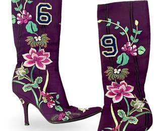 Purple Dior Leather â69â Logo Boots